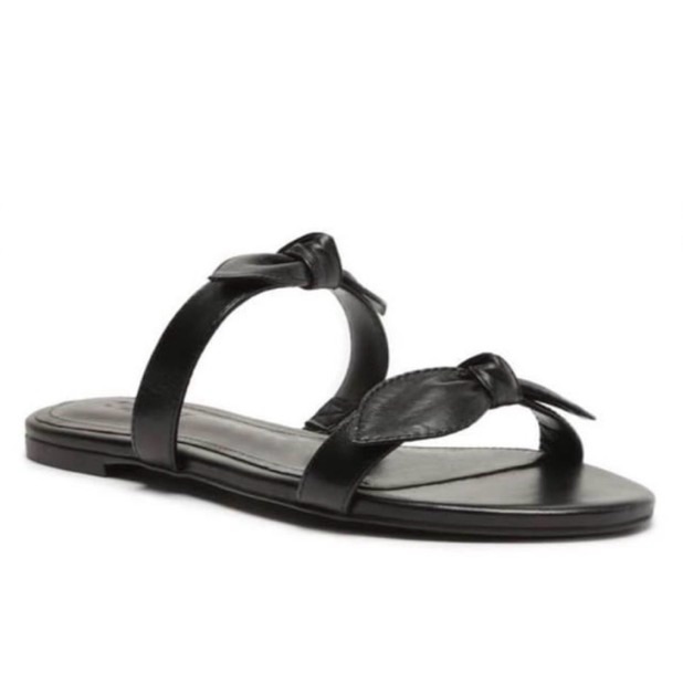 Schutz Black Alia Nappa Leather Sandals Women’s 8.5 Bows Flats Made In Brazil